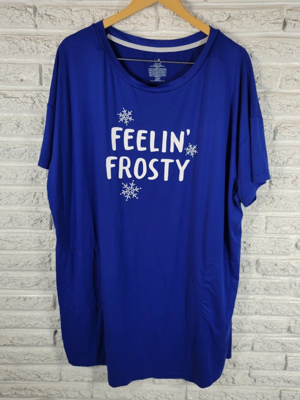 Secret Treasures Pajama Top L XL Short Sleeve Crew Neck Glitter Sleep BLU58E